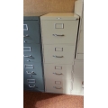 Beige 4-Drawer Locking Vertical Filing Cabinet w Curved Handles